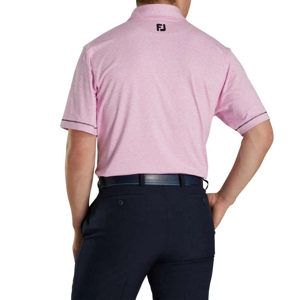 FootJoy Lisle Space Dye Microstripe Self Collar Pink Mens Golf Polo - Image 2