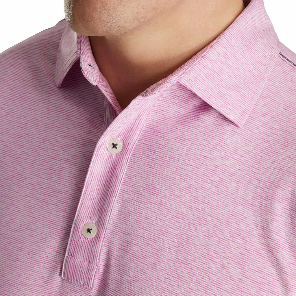 FootJoy Lisle Space Dye Microstripe Self Collar Pink Mens Golf Polo - Image 3