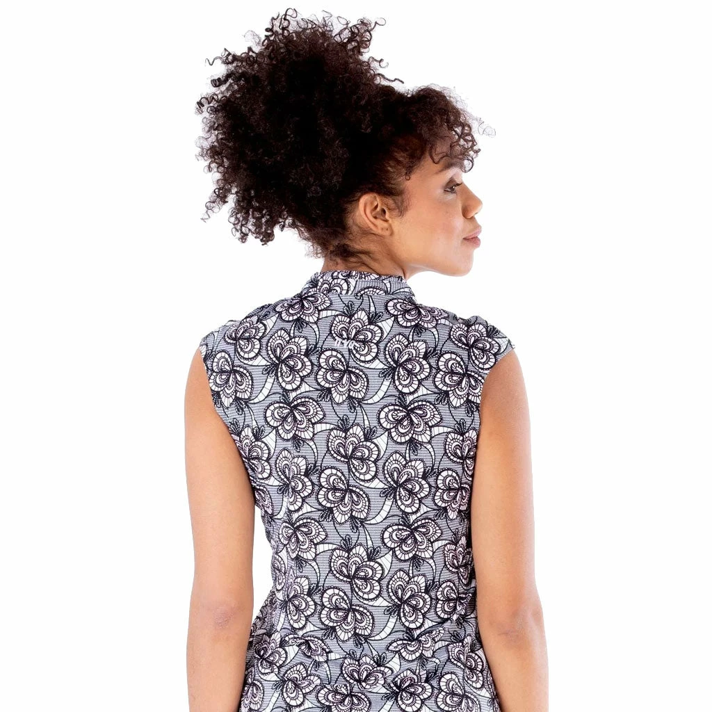 NVO Lilith Mock Black Womens Sleeveless Golf Polo - Image 2