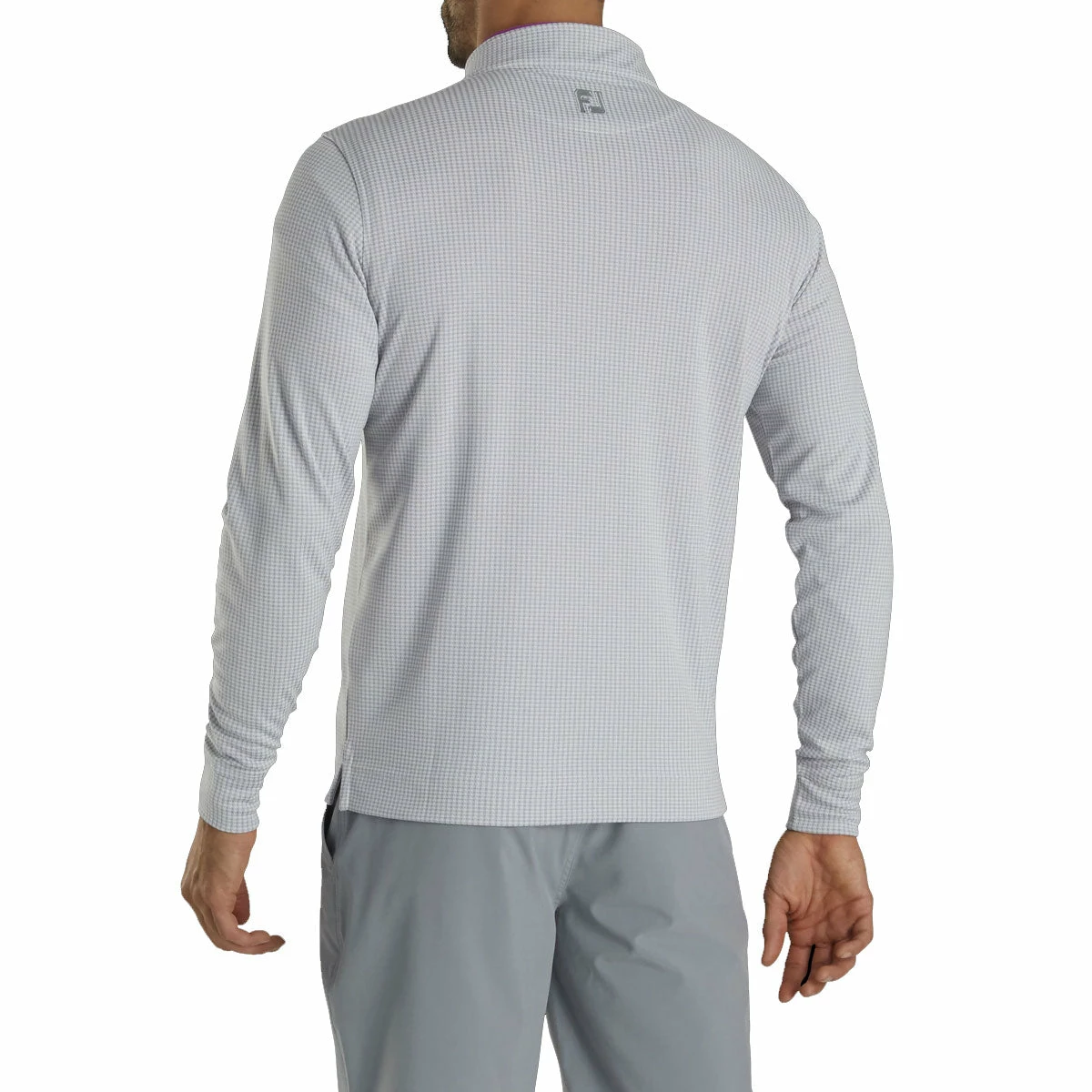 FootJoy Houndstooth Jacquard Grey Mens Golf 1/4 Zip Pullover - Image 3