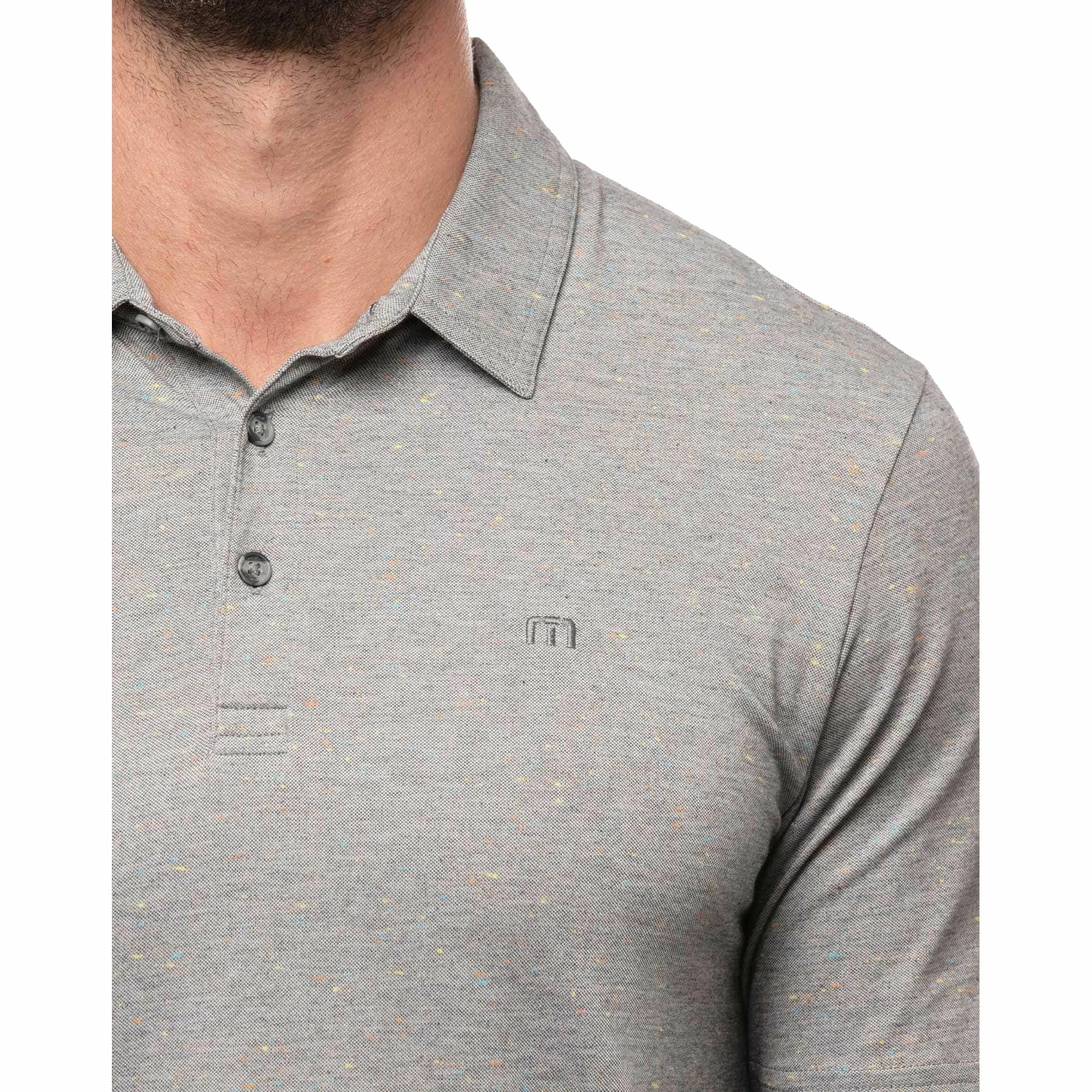 TravisMathew Dime Piece Heather Medium Grey Mens Golf Polo - Image 3