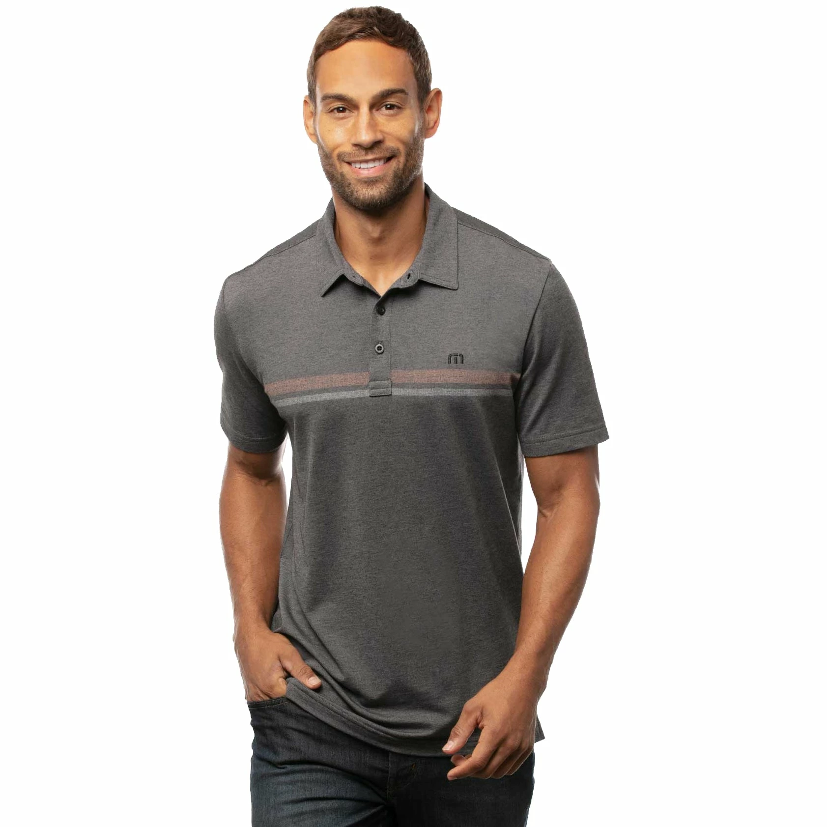 TravisMathew Beach Buzz Heather Black Mens Golf Polo