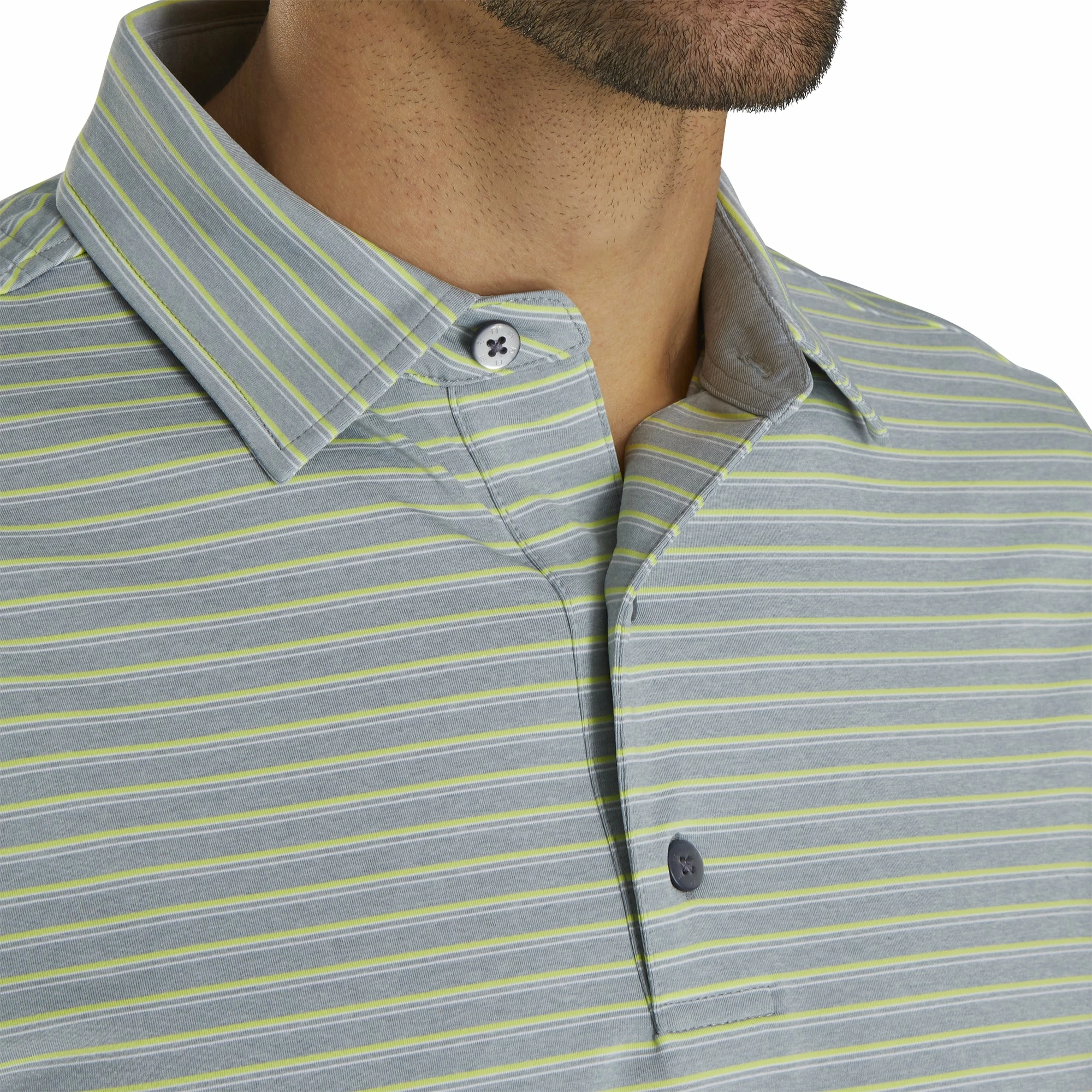 FootJoy Lisle Classic Stripe Heather Grey Mens Golf Polo - Image 3