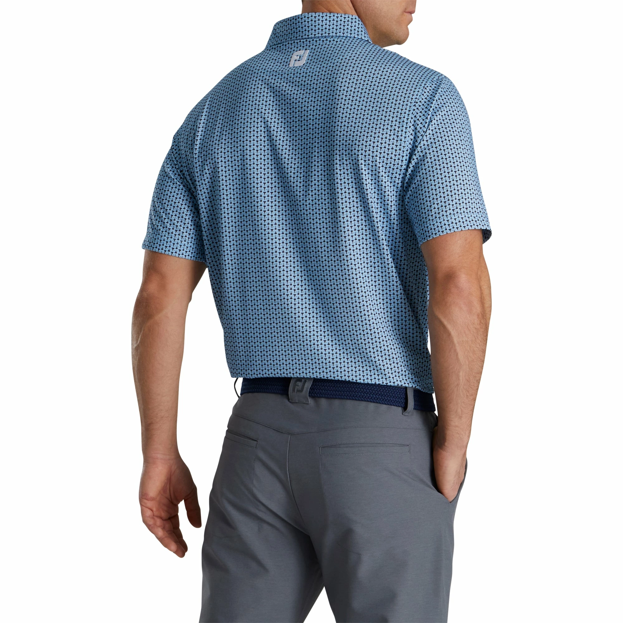 FootJoy Loop Print Lisle French Blue Mens Golf Polo - Image 2