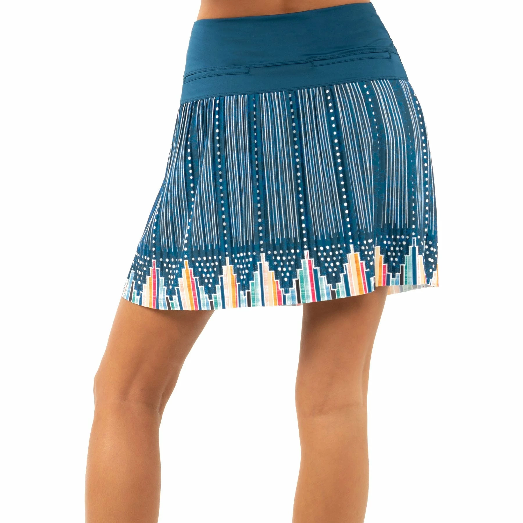 Lucky In Love Borderline Pleated Indigo 17.25in Womens Golf Skort - Image 3