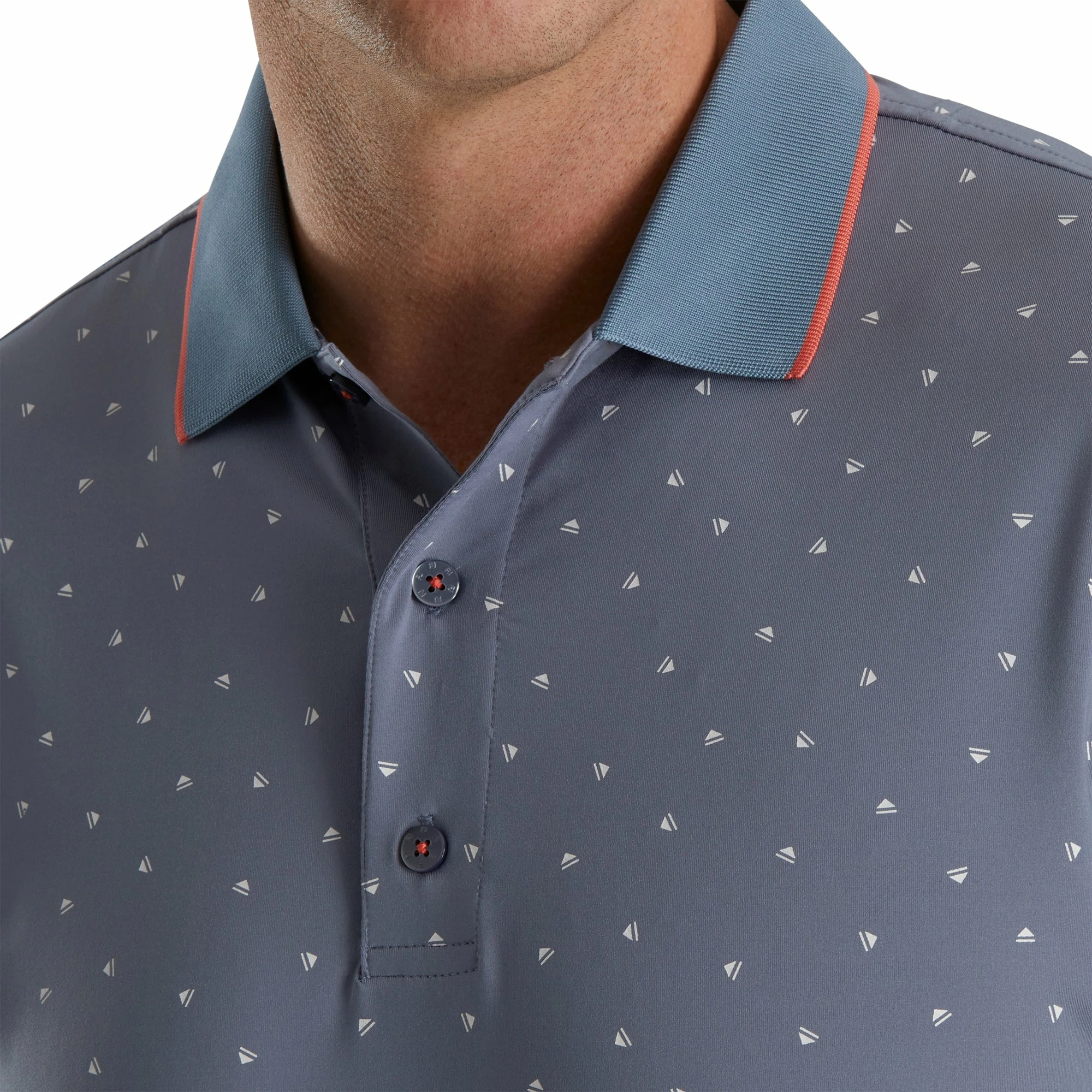 FootJoy Push Play Print Lisle Knit Graphite Mens Golf Polo - Image 3