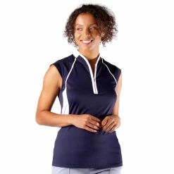 NVO Maxine Mock Navy Womens Golf Polo
