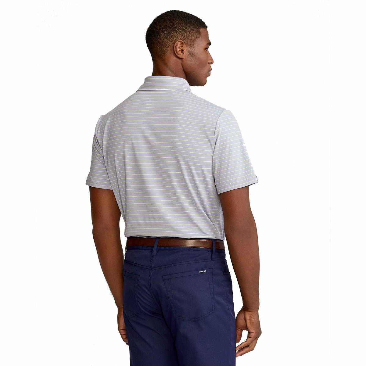 Polo Ralph Lauren RLX Ralph Lauren Featherweight Tri-Color Stripe Sky Lavender Mens Golf Polo - Image 2