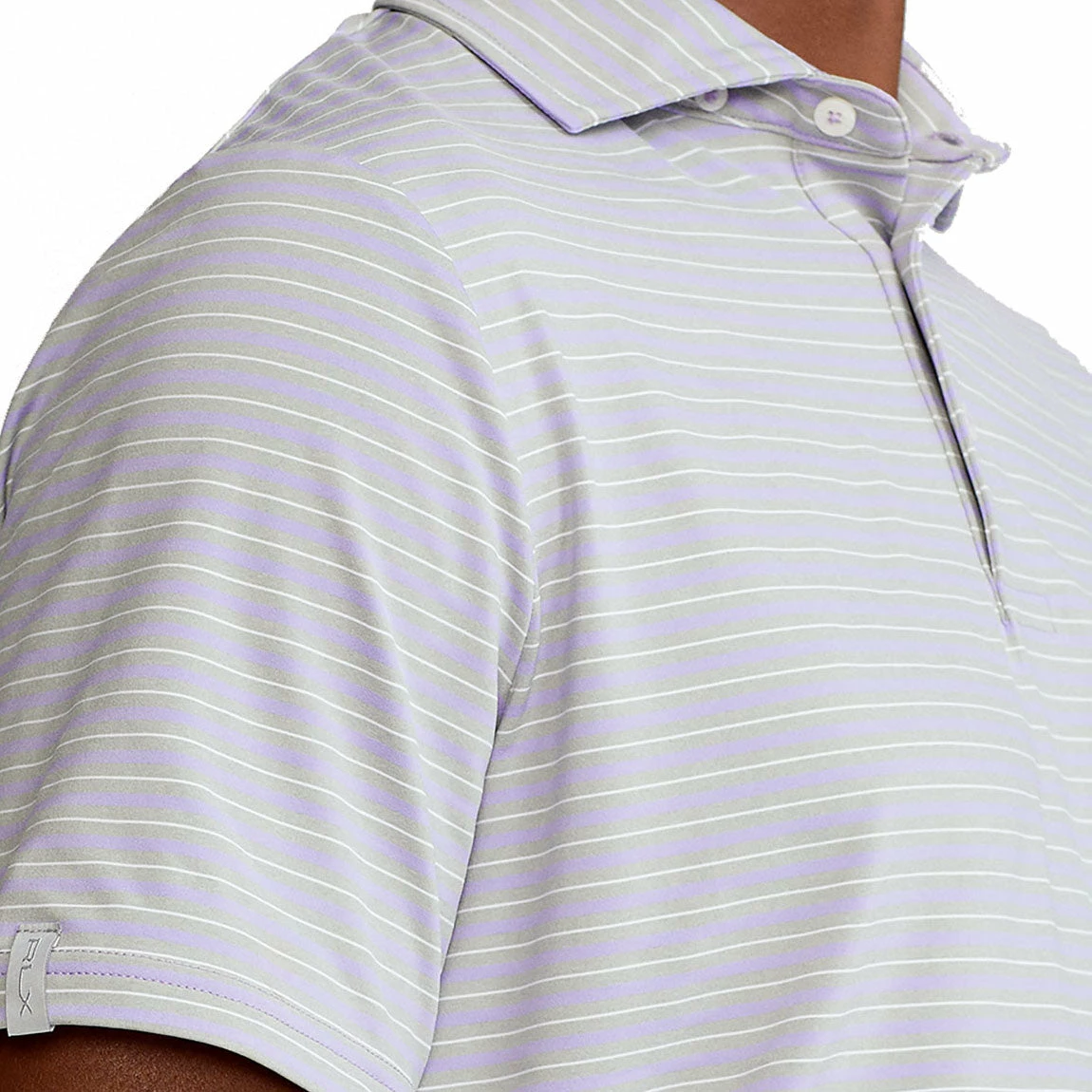 Polo Ralph Lauren RLX Ralph Lauren Featherweight Tri-Color Stripe Sky Lavender Mens Golf Polo - Image 3