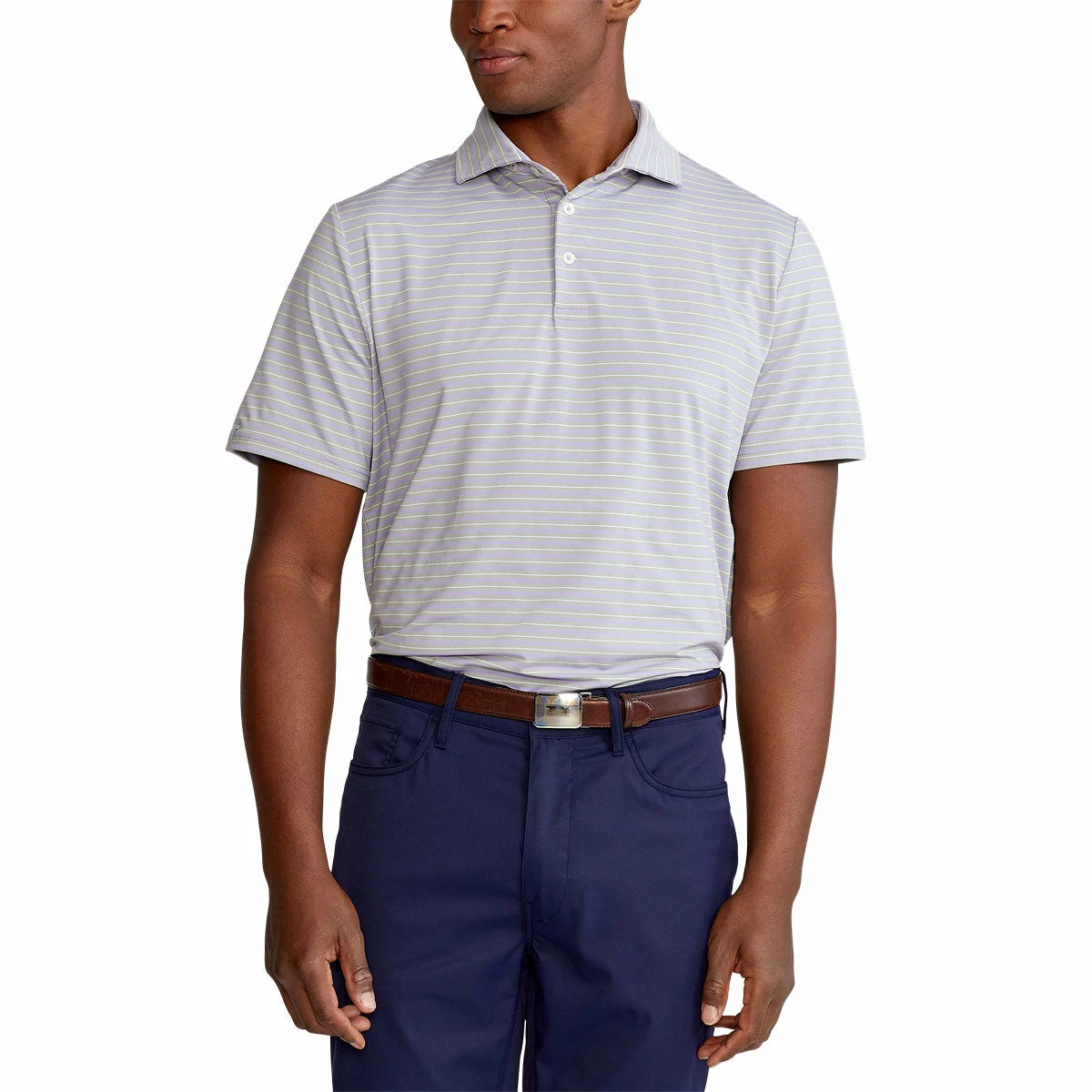 Polo Ralph Lauren RLX Ralph Lauren Featherweight Tri-Color Stripe Sky Lavender Mens Golf Polo