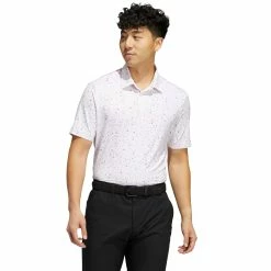 Adidas Golf Adidas Flag-Print Pink Mens Golf Polo