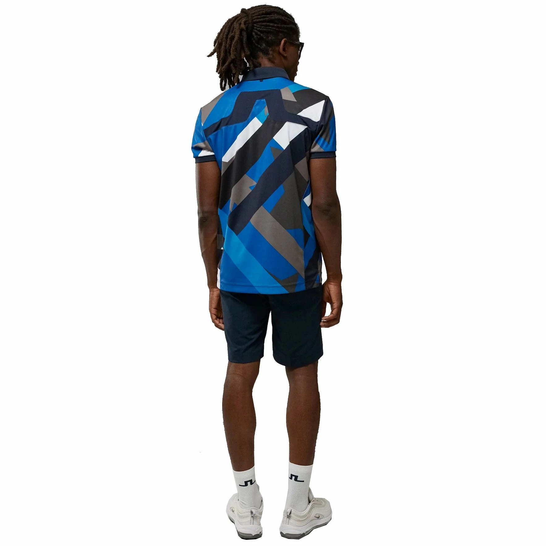 J.Lindeberg J. Lindeberg KV Printed Blue Flag Patchwork Mens Golf Polo - Image 2